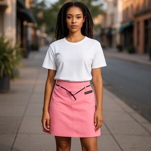 Merona Ladies Skirt Size 14 Pink Pencil Style NWT Belted